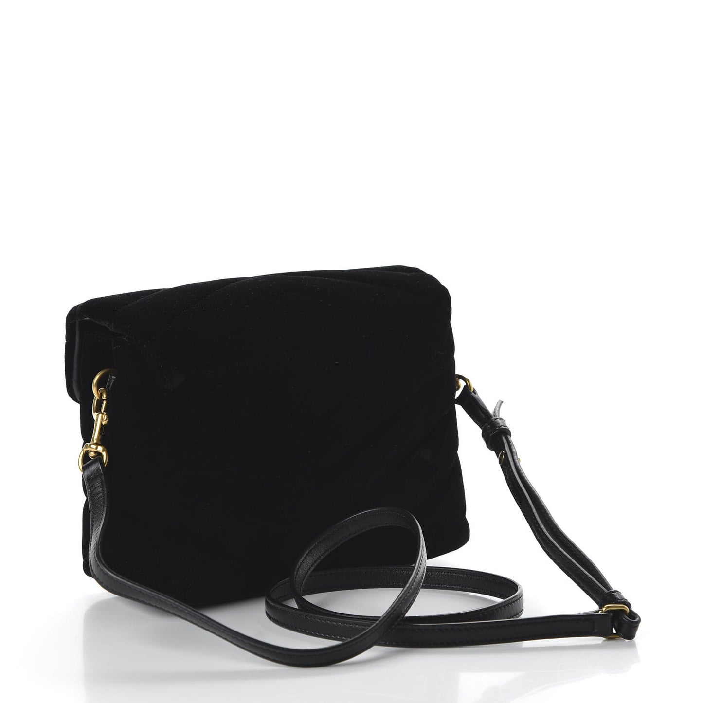 Velvet Y Quilted Monogram Toy Loulou Chain Satchel French Black