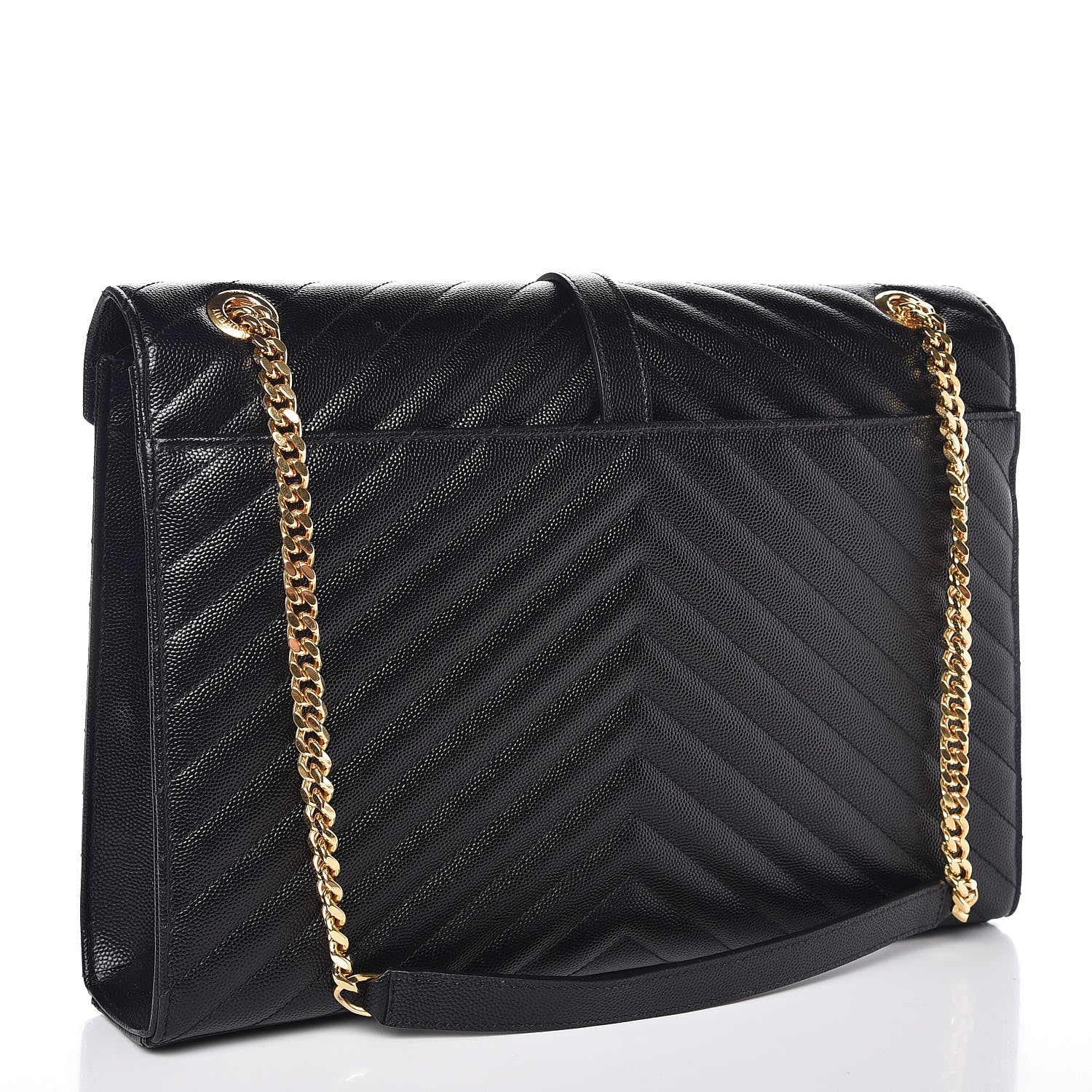 Saint Laurent Grain De Poudre Matelasse Chevron Large Monogram Satchel Black 3 of 7