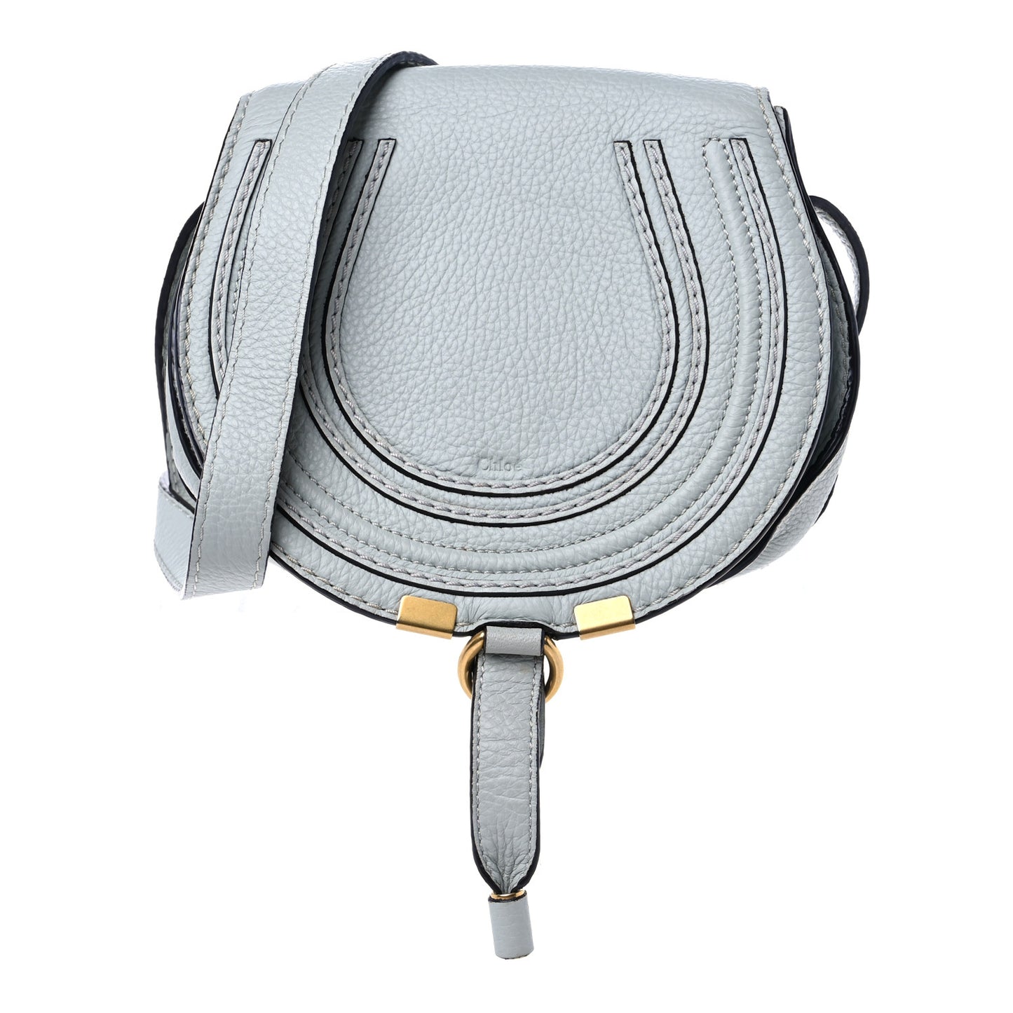 Calfskin Mini Marcie Round Crossbody Bag Light Cloud