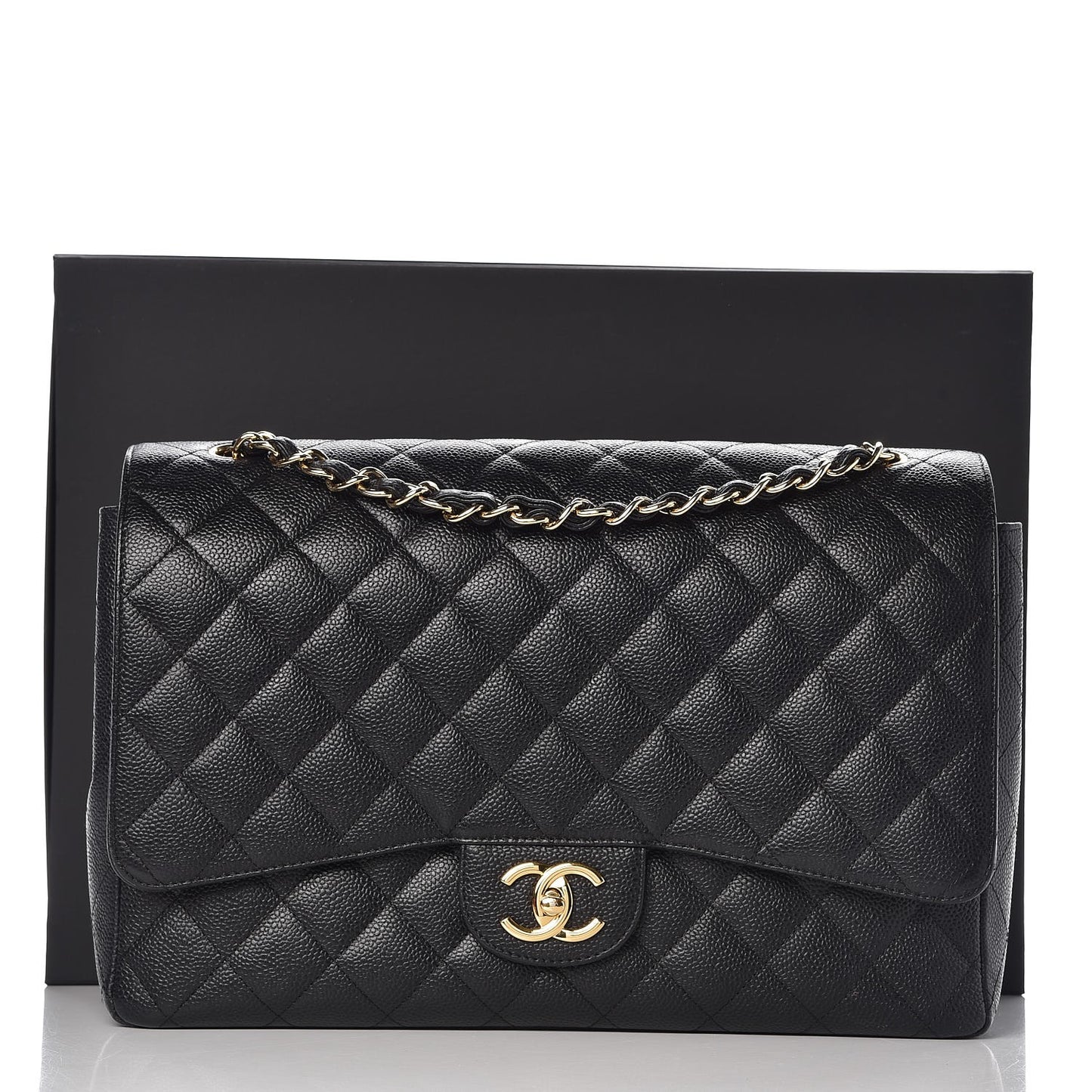 Caviar Quilted Maxi Double Flap Black