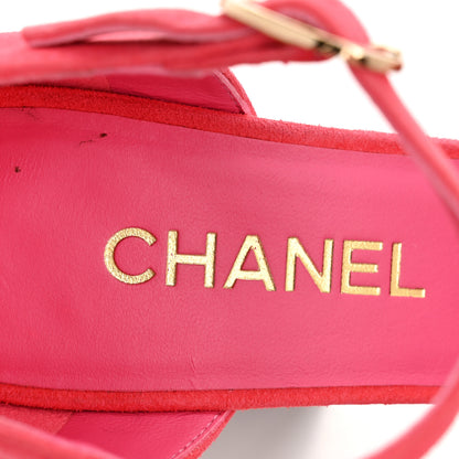Chanel Patent Suede CC Platform Pumps 39 Dark Pink Black 8 of 10
