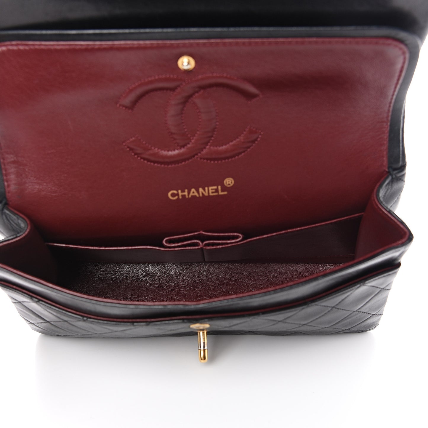 Lambskin Quilted Medium Double Flap Black