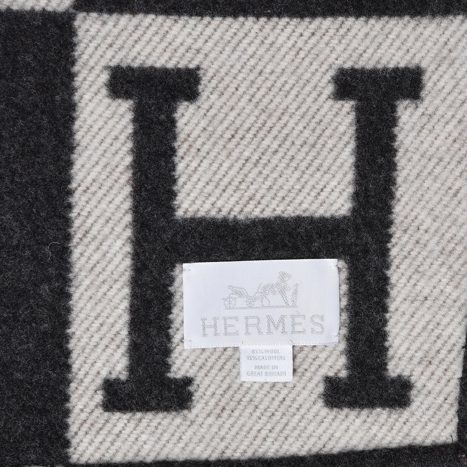 Hermes Wool Cashmere Avalon Blanket Ecru Gris Fonce 3 of 4
