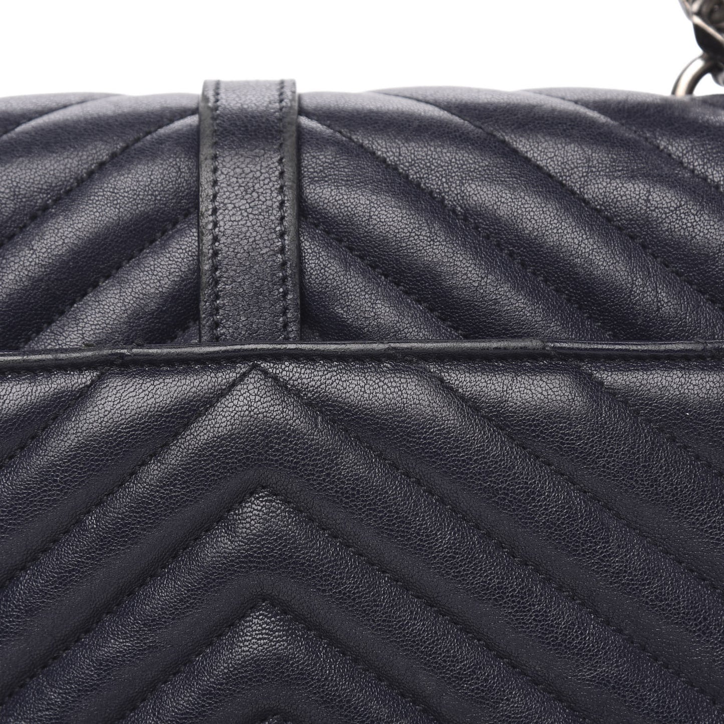 Sheepskin Matelasse Chevron Monogram Medium College Bag Deep Marine