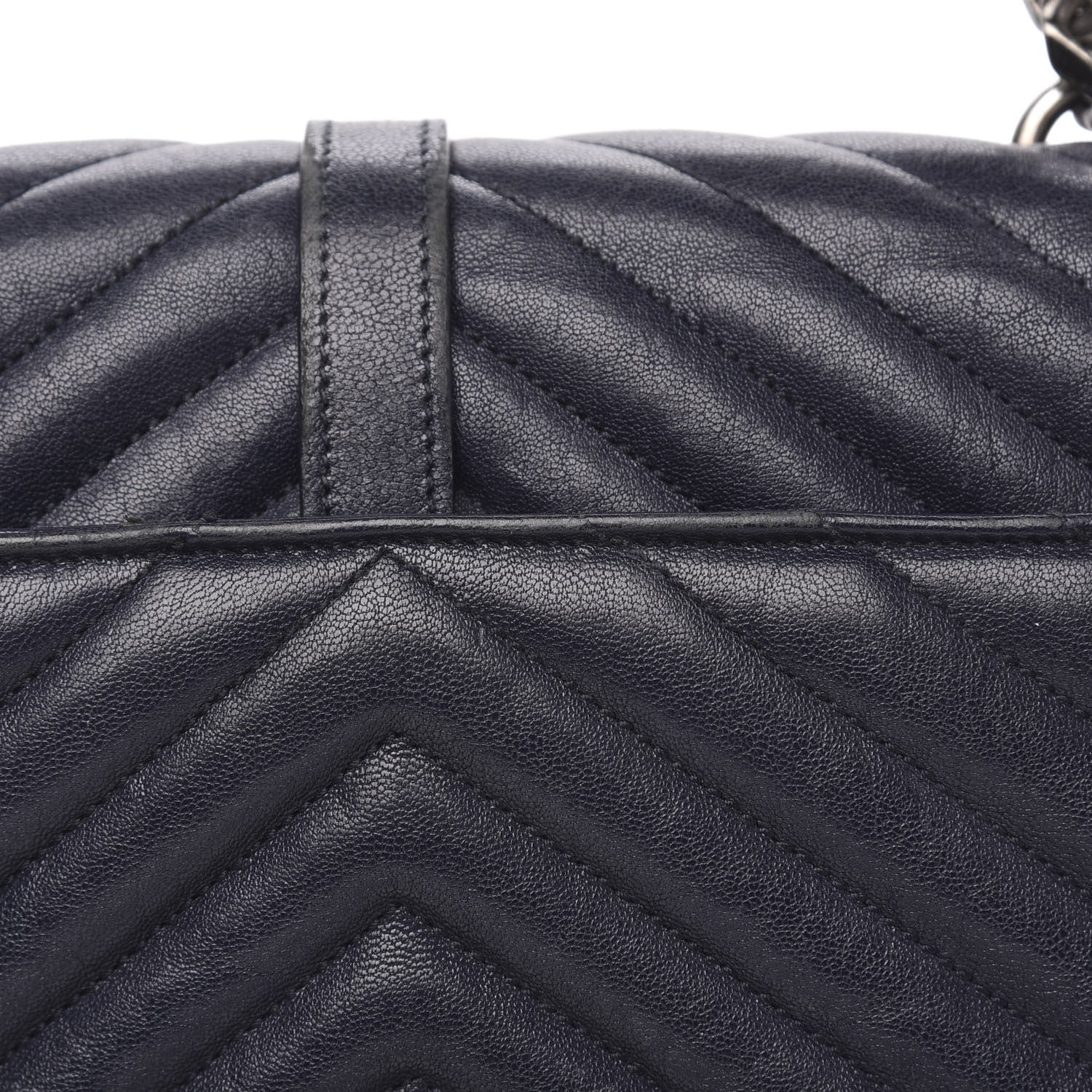 Saint Laurent Sheepskin Matelasse Chevron Monogram Medium College Bag Deep Marine 15 of 18