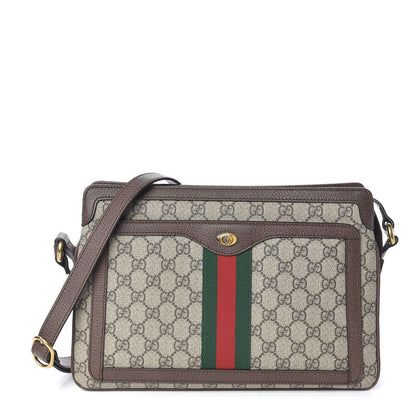 Gucci GG Supreme Monogram Web Medium Ophidia Shoulder Bag Beige New Acero 1 of 10
