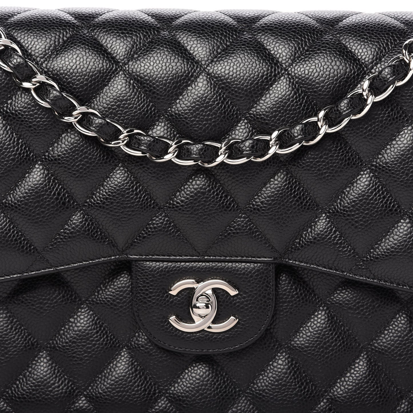 Caviar Quilted Jumbo Double Flap Black