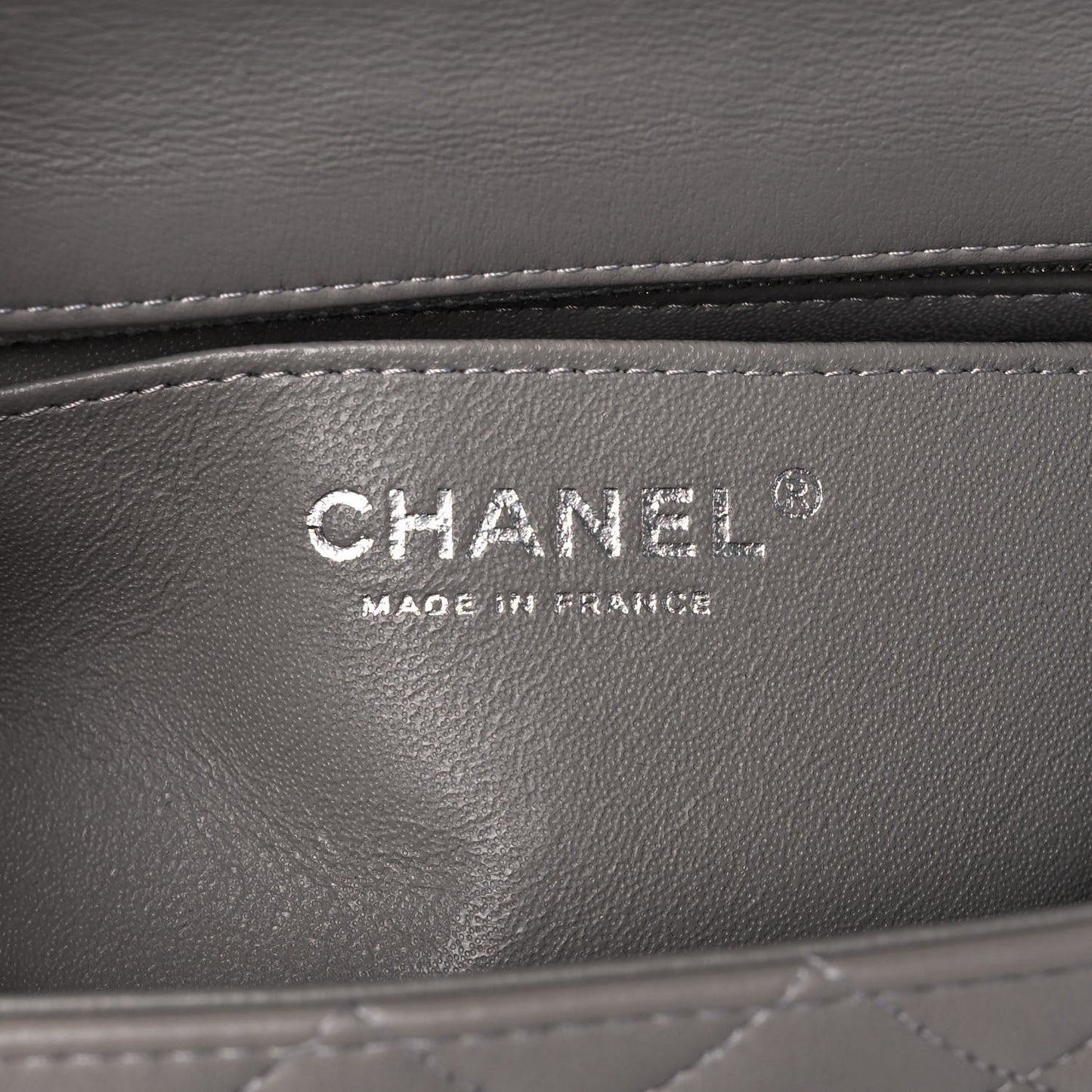 Lambskin Quilted Mini Rectangular Flap Grey