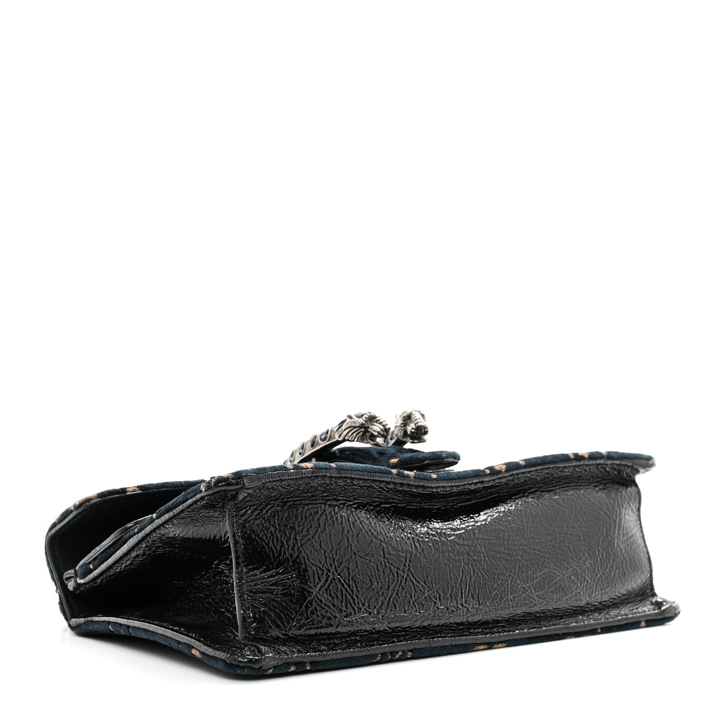Velvet Skipper Crystal GG Monogram Small Dionysus Shoulder Bag Blue Beige Black