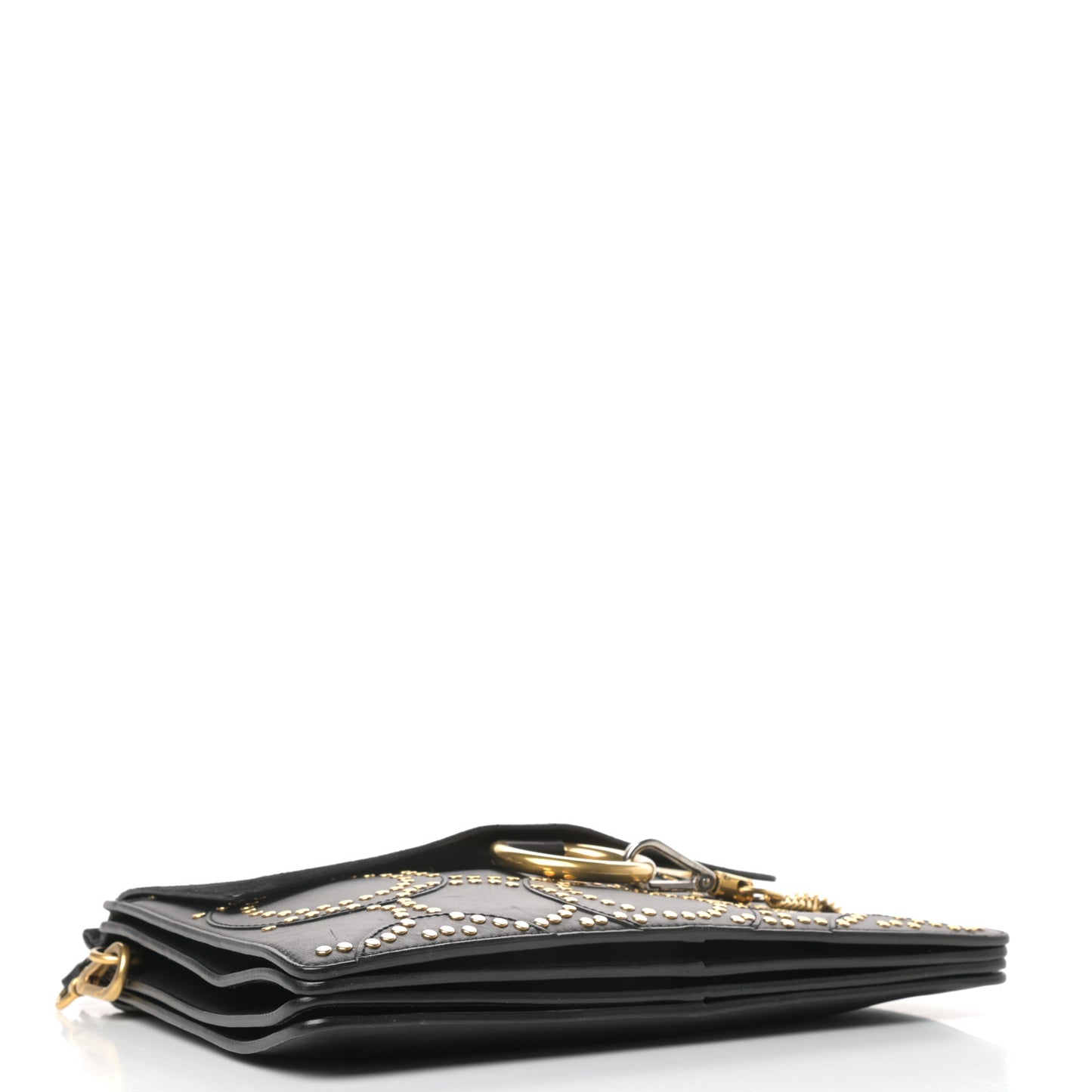 Calfskin Suede Studded Medium Faye Shoulder Bag Black