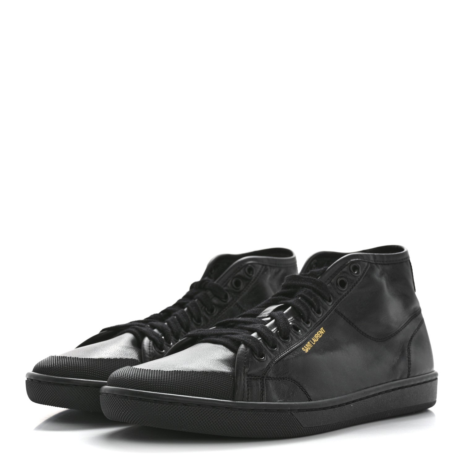 Saint Laurent Lambskin Womens Court Classic SL/39 Mid Top Sneakers 39 Black 4 of 9