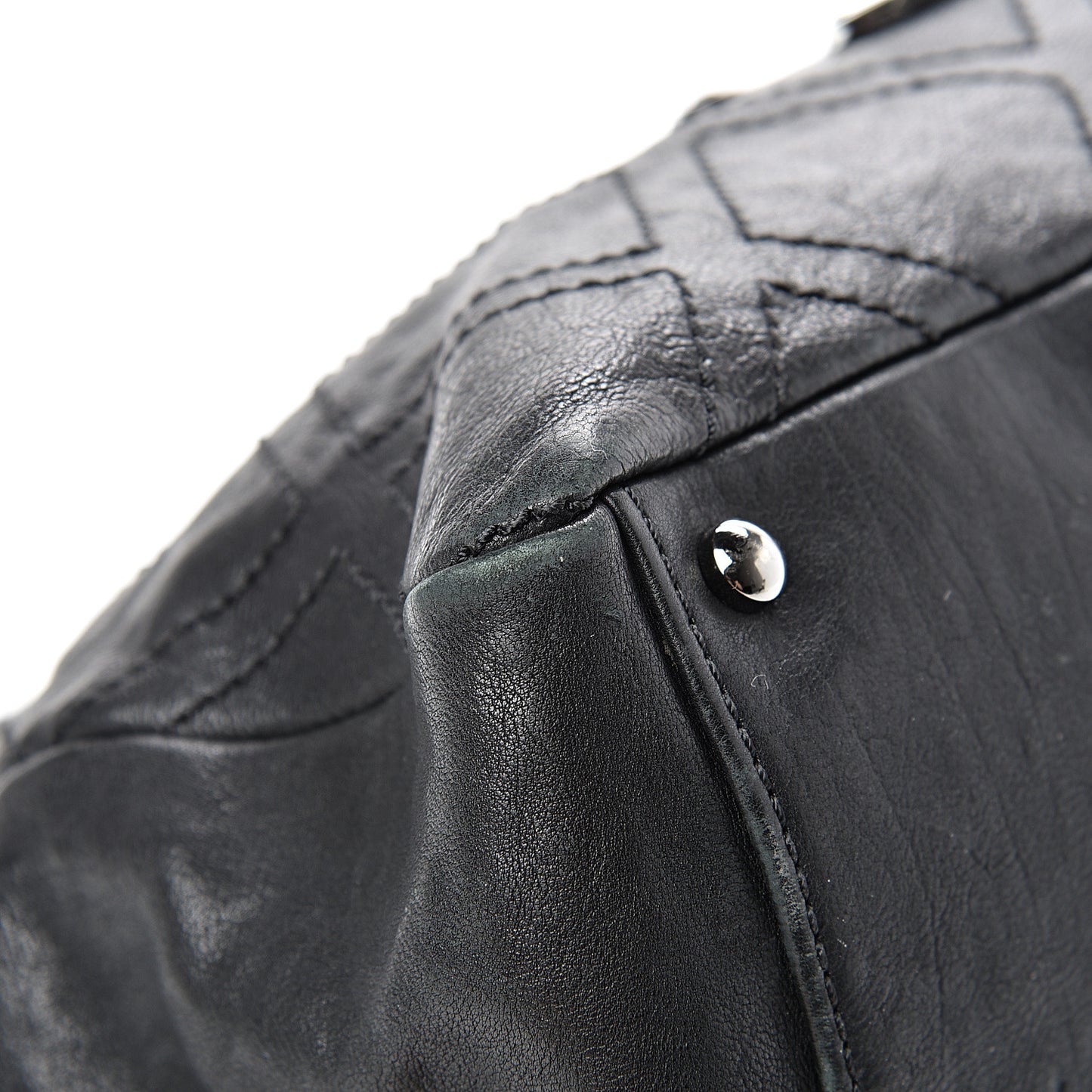 Calfskin Large Diamond Stitch Tote Black