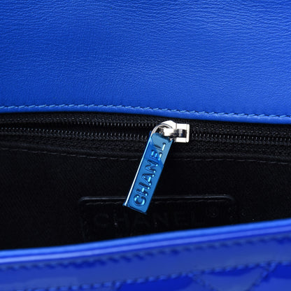 Chanel Patent Quilted Large Coco Shine Flap Blue 7 of 13