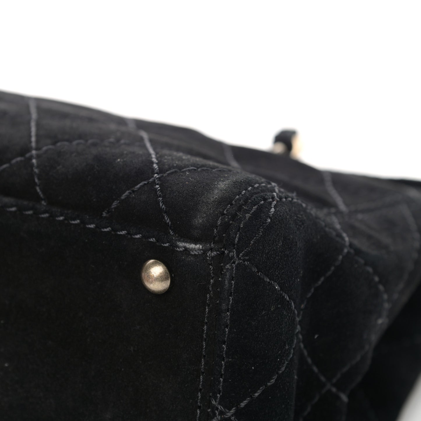 Suede Stitched Single Flap Black