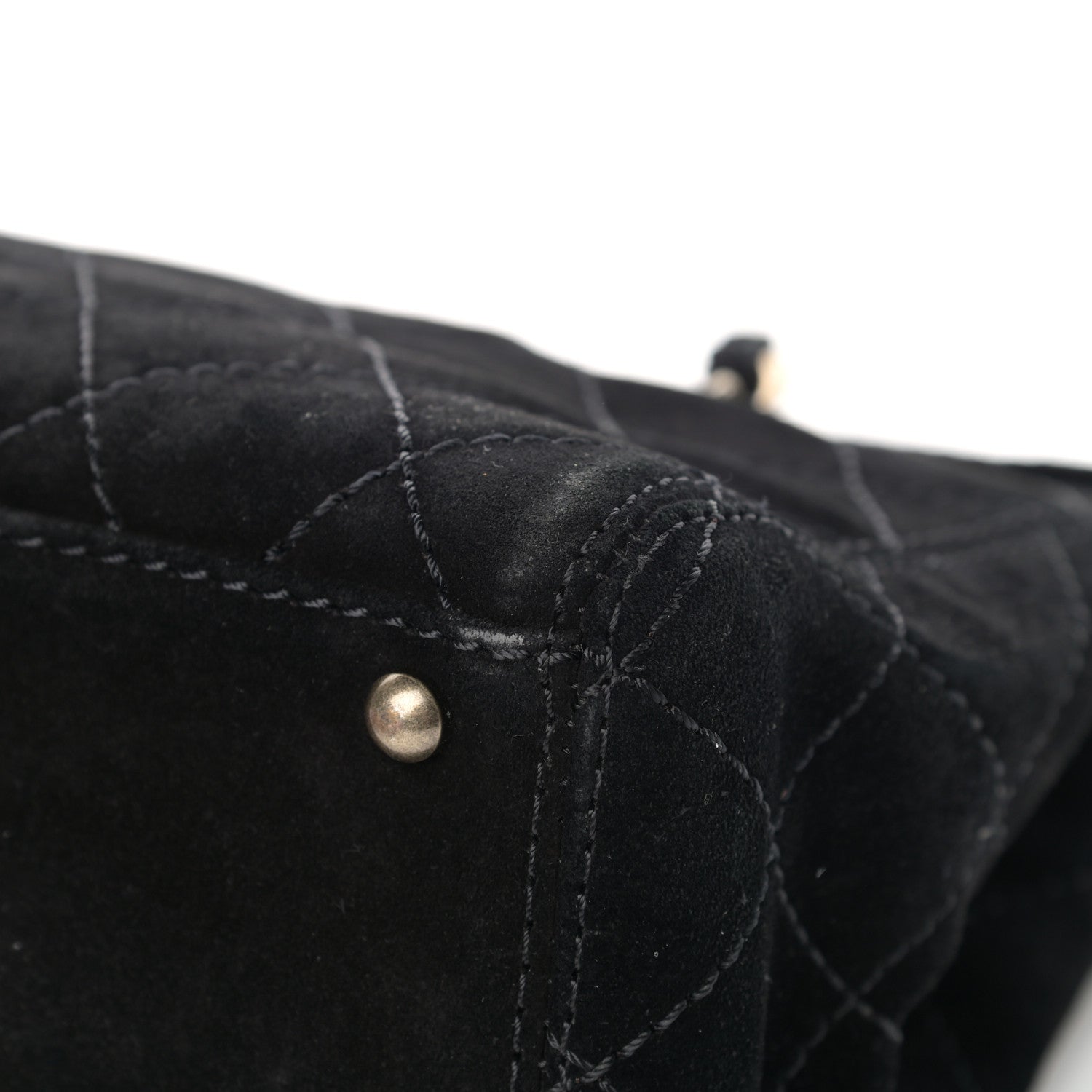 Chanel Suede Stitched Single Flap Black 12 of 16