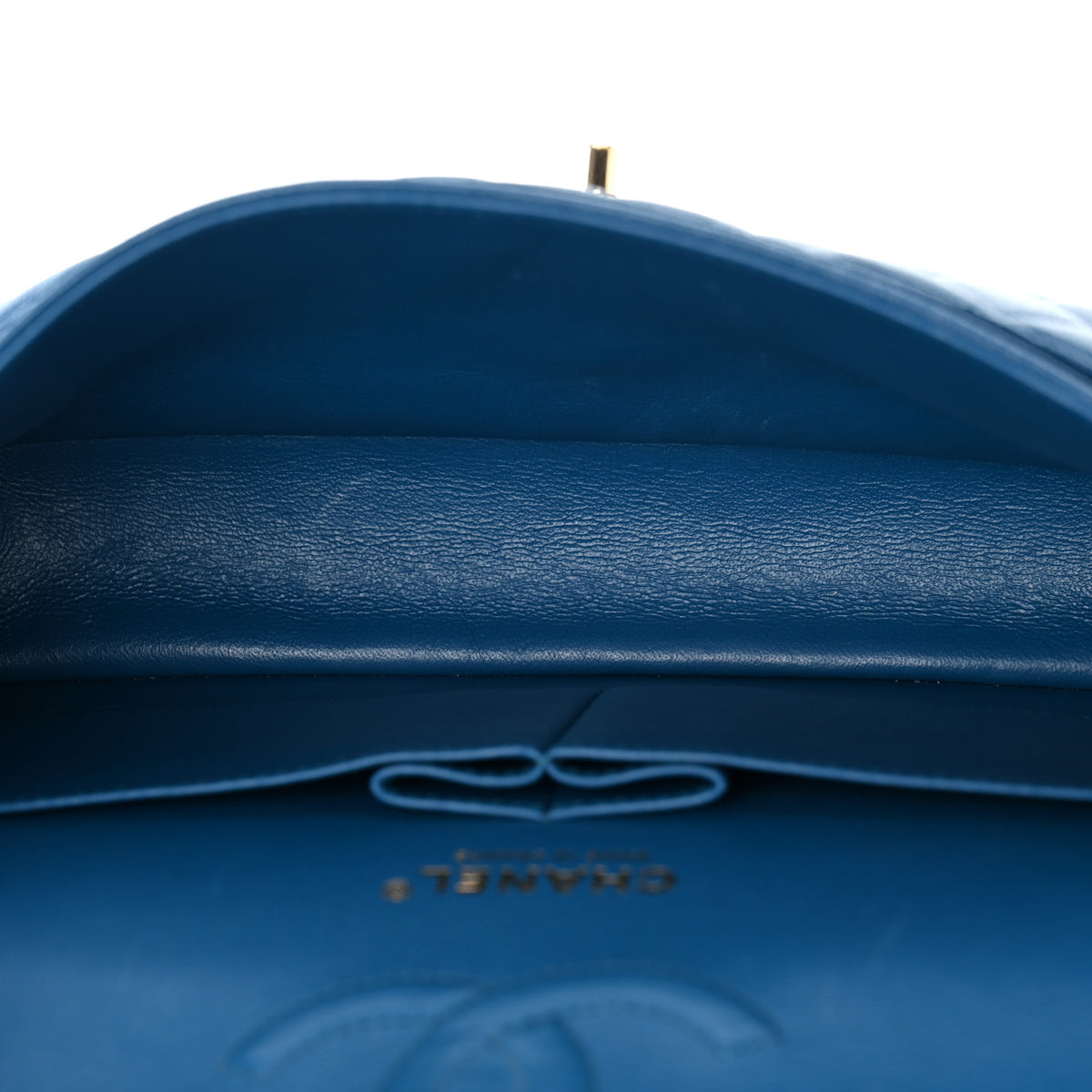Caviar Quilted Medium Double Flap Blue
