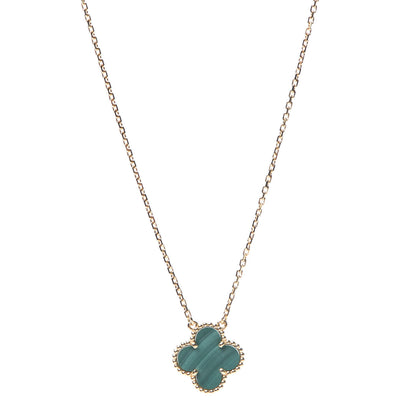 Van Cleef & Arpels 18K Yellow Gold Malachite Vintage Alhambra Pendant Necklace 1 of 7