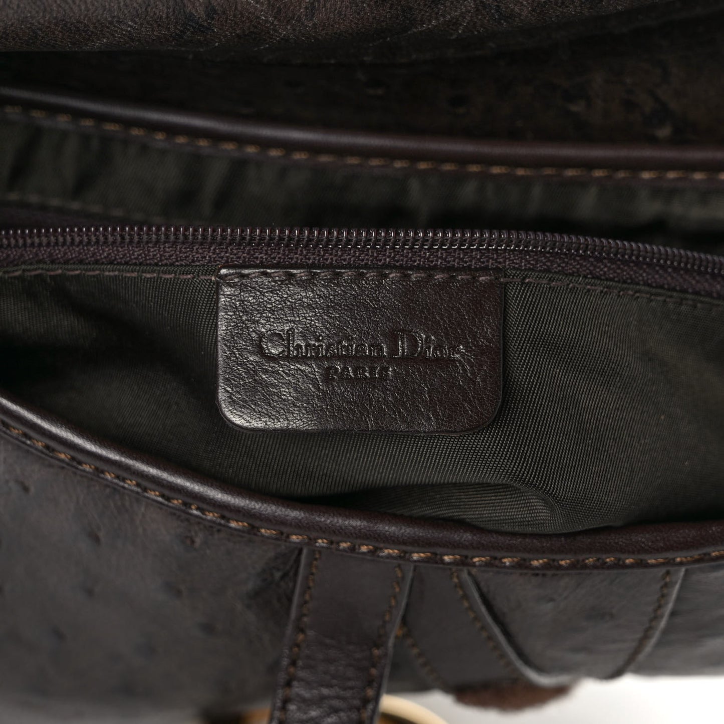 Ostrich Saddle Bag Brown