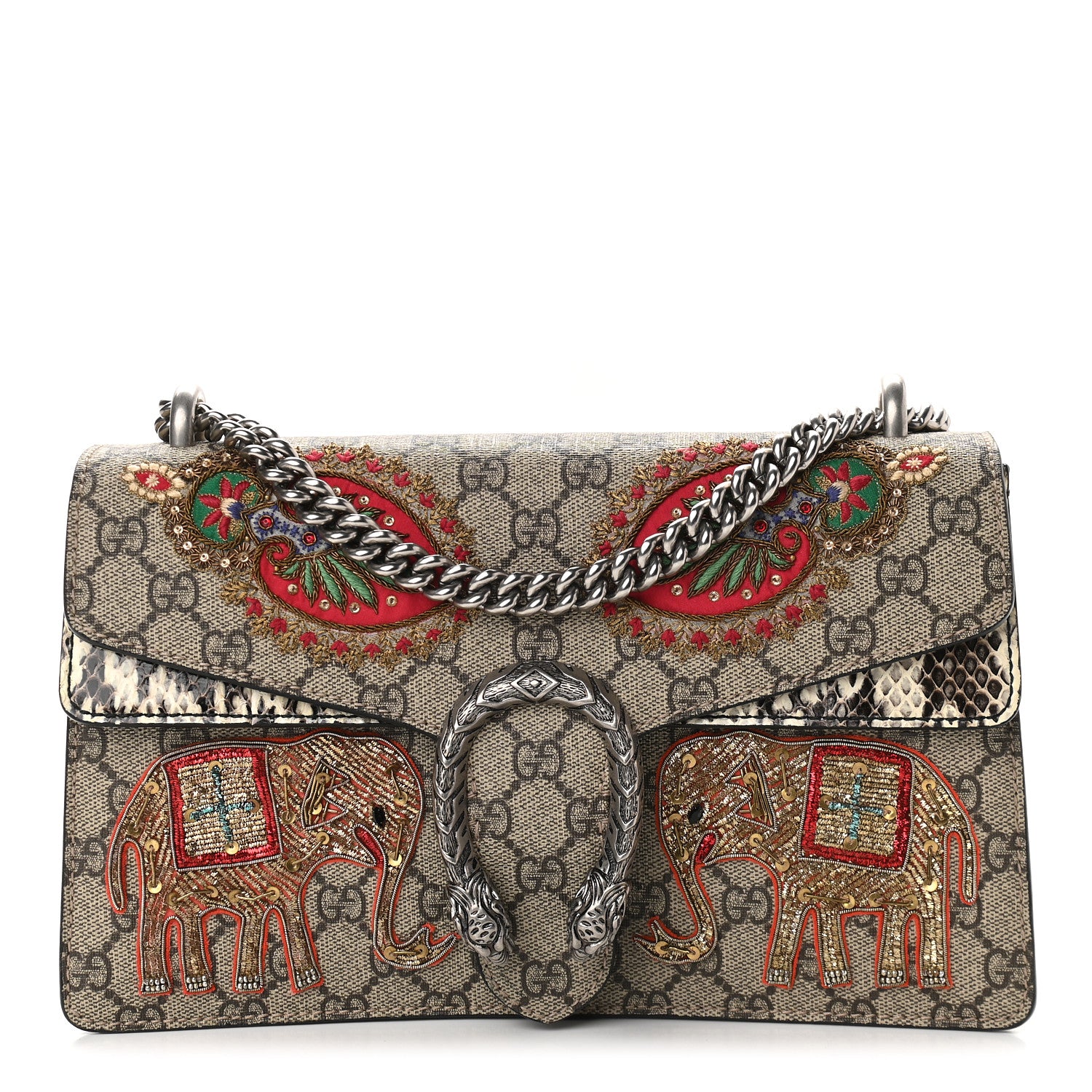 Gucci GG Supreme Monogram Elaphe Elephant Embroidered Small Dionysus Shoulder Bag 1 of 9