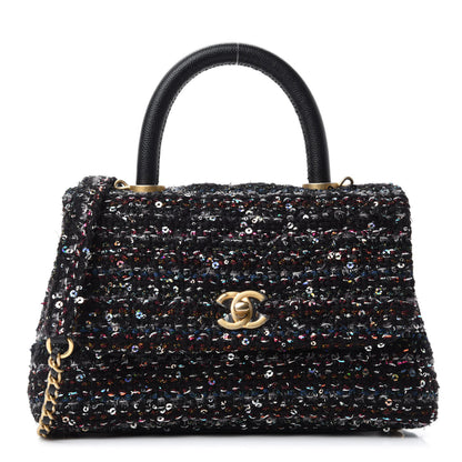 Chanel Tweed Sequin Mini Coco Handle Flap Black 1 of 12