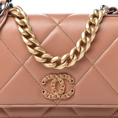 Chanel Lambskin Quilted Chanel 19 Wallet On Chain WOC Brown 11 of 12