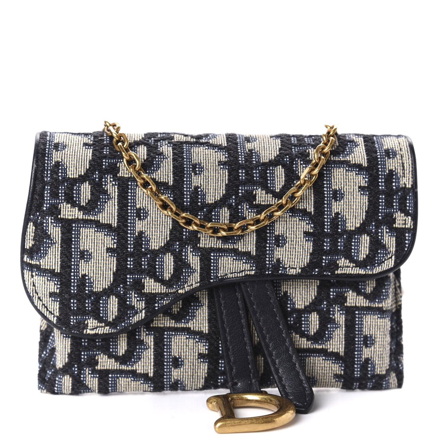 Oblique Nano Saddle Chain Pouch Blue