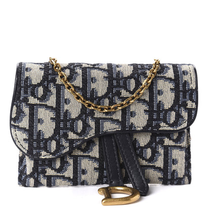 Christian Dior Oblique Nano Saddle Chain Pouch Blue 1 of 10