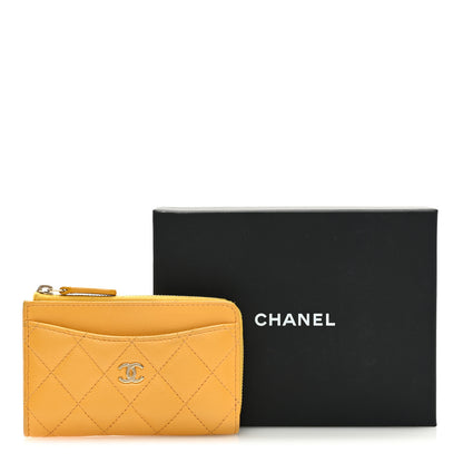 Chanel Caviar Quilted CC Zip Around Card Holder Yellow 11 of 11