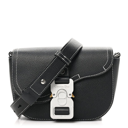 Christian Dior Grained Calfskin Saddle Messenger Bag With Strap Black 1 of 10