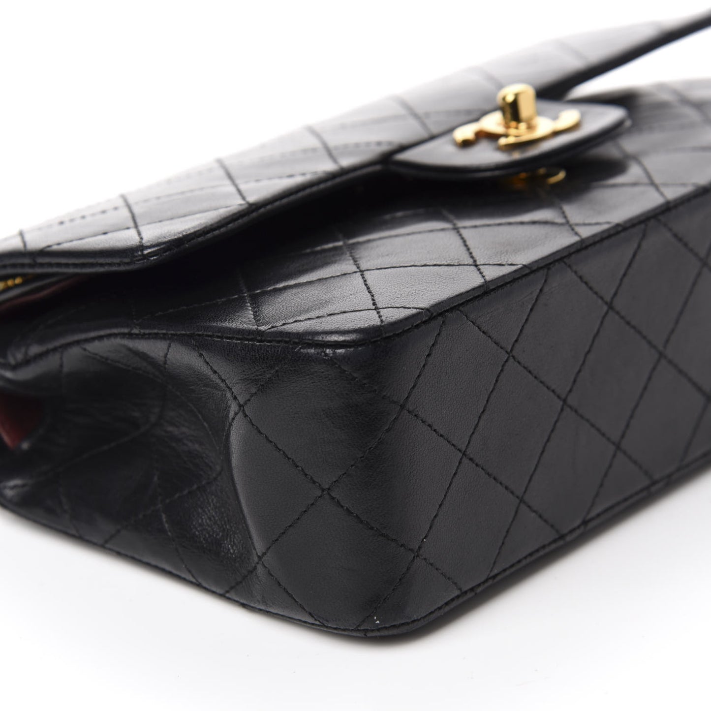 Lambskin Quilted Small Double Flap Black