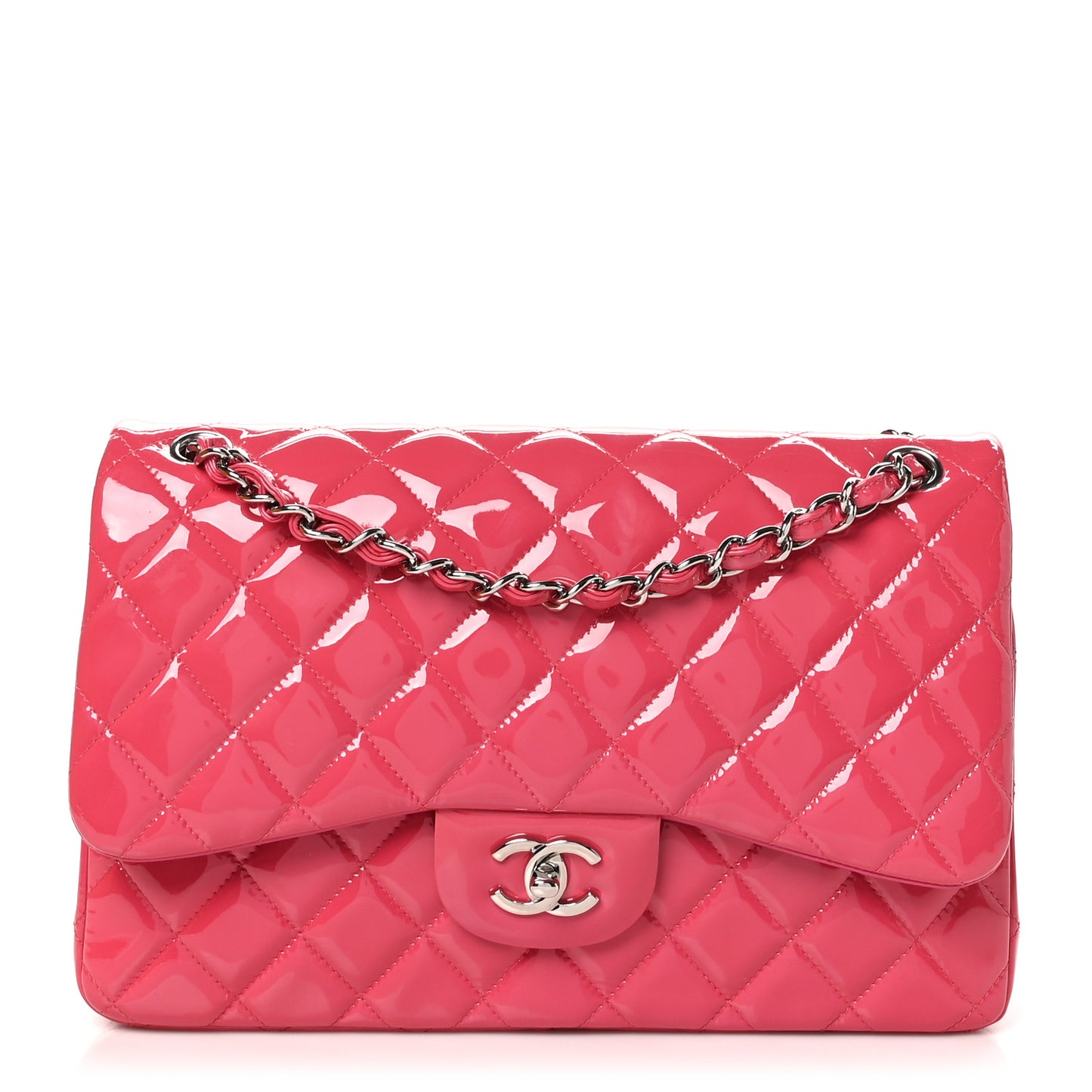 Patent Quilted Jumbo Double Flap Pink