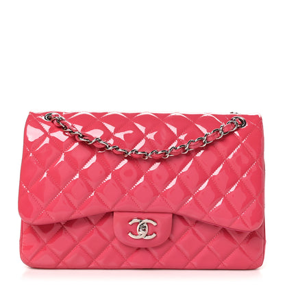 Chanel Patent Quilted Jumbo Double Flap Pink 1 of 19