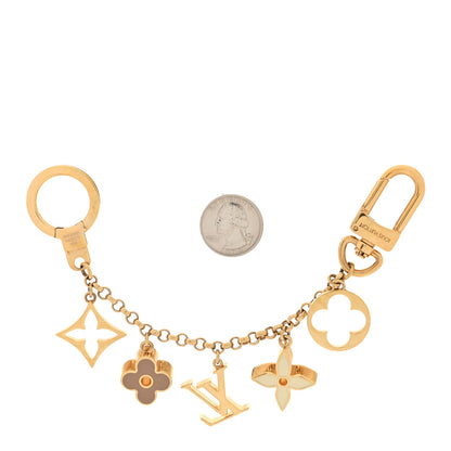 Louis Vuitton Brass Enamel Fleur De Monogram Bag Charm Chain Gold 2 of 5