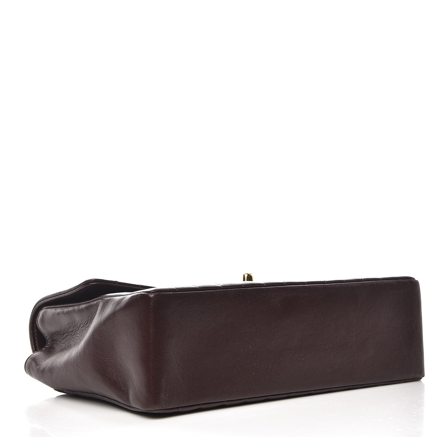 Lambskin Vertical Quilt Medium Flap Brown