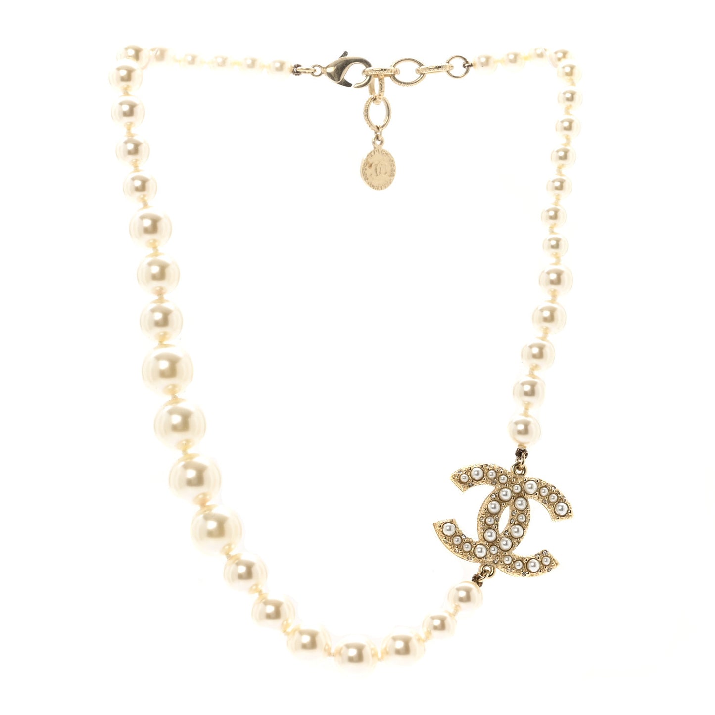 Pearl CC 100th Anniversary Necklace Light Gold