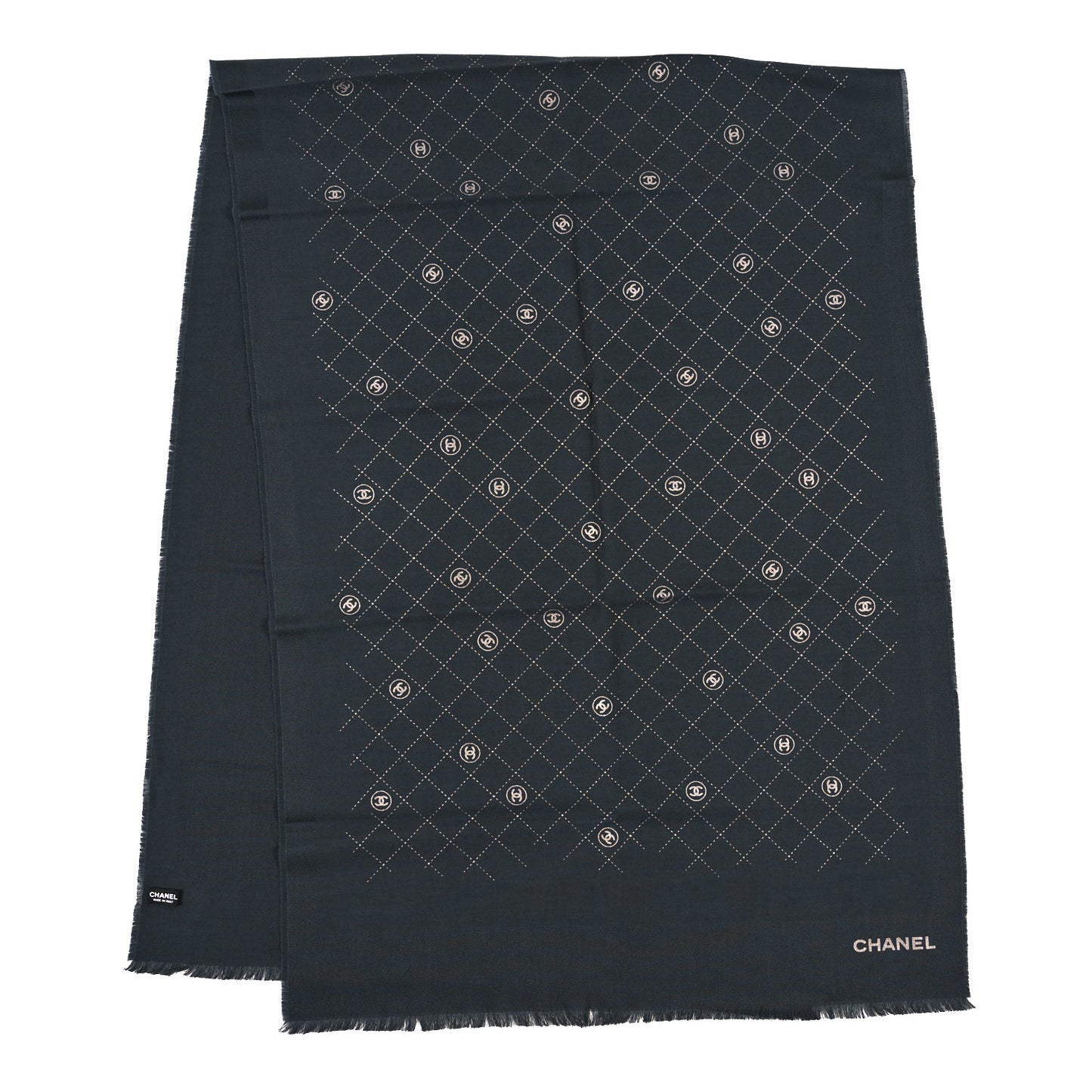 Cashmere Silk Wool CC Logo Stole Gray