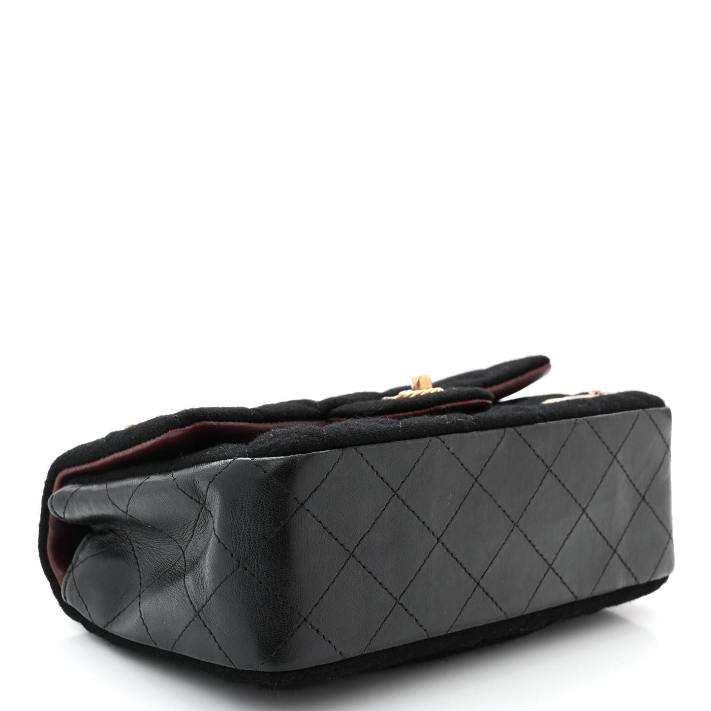 Felt Quilted Paris-Hamburg Charms Mini Rectangular Flap Black Dark Navy