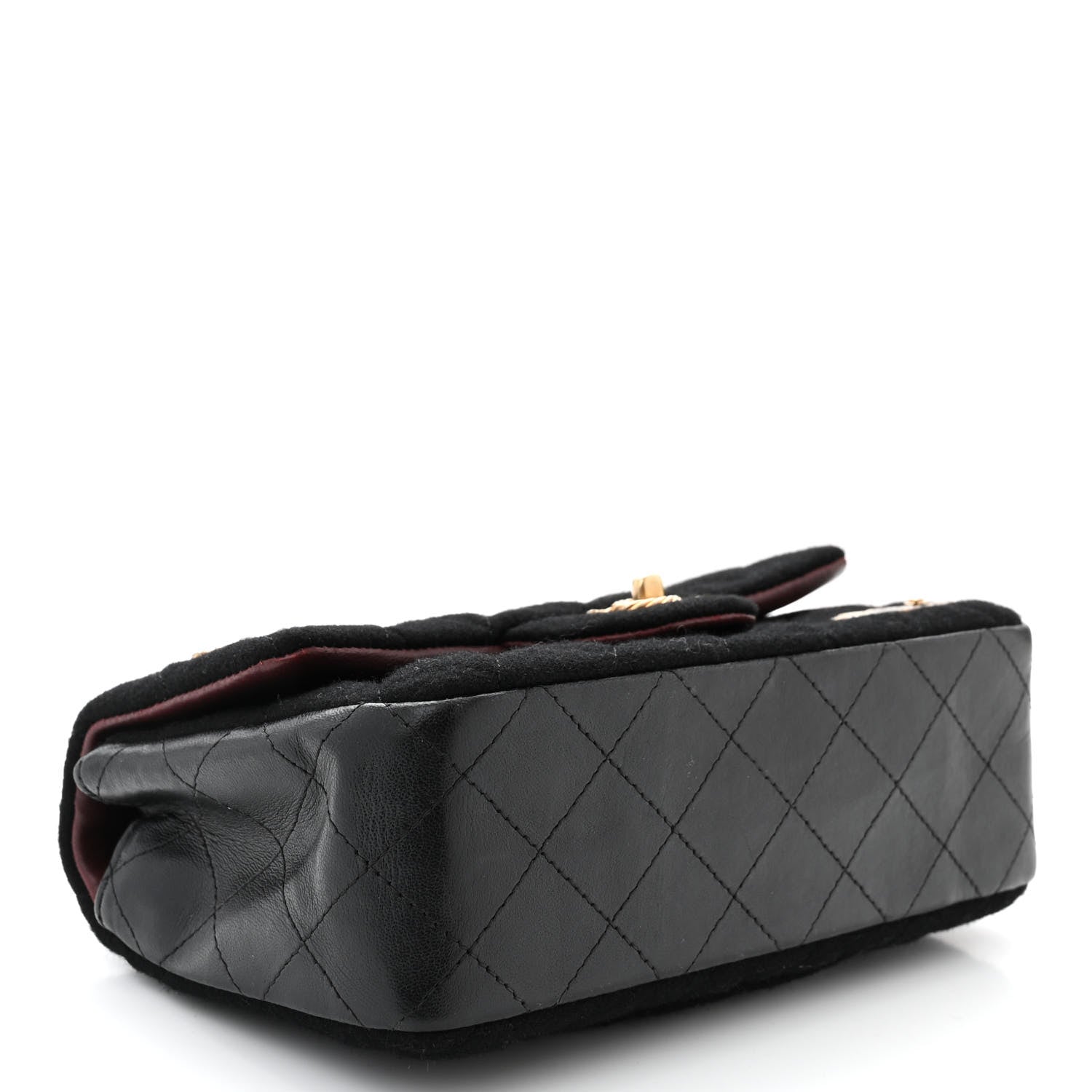 Chanel Felt Quilted Paris-Hamburg Charms Mini Rectangular Flap Black Dark Navy 4 of 10