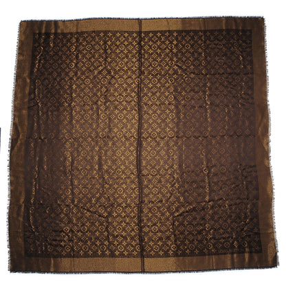 Louis Vuitton Silk Lurex Wool Monogram Shine Shawl Brown 3 of 6