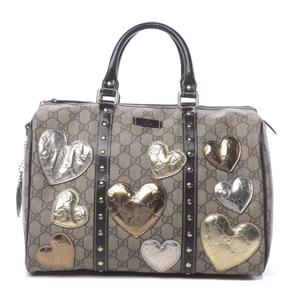 Gucci Monogram Guccissima Hearts Studded Medium Joy Boston Dark Brown 1 of 10