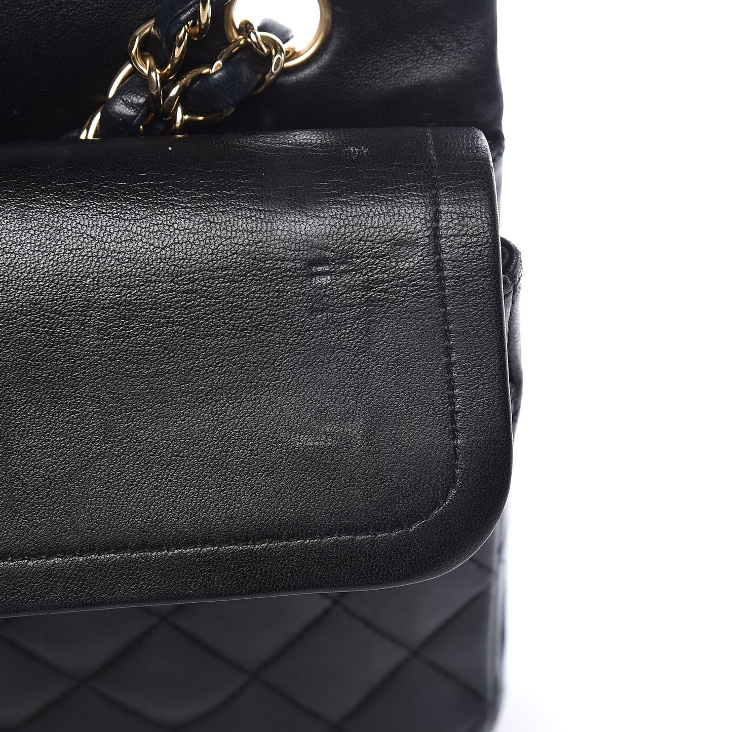 Lambskin Quilted Medium Double Flap Black