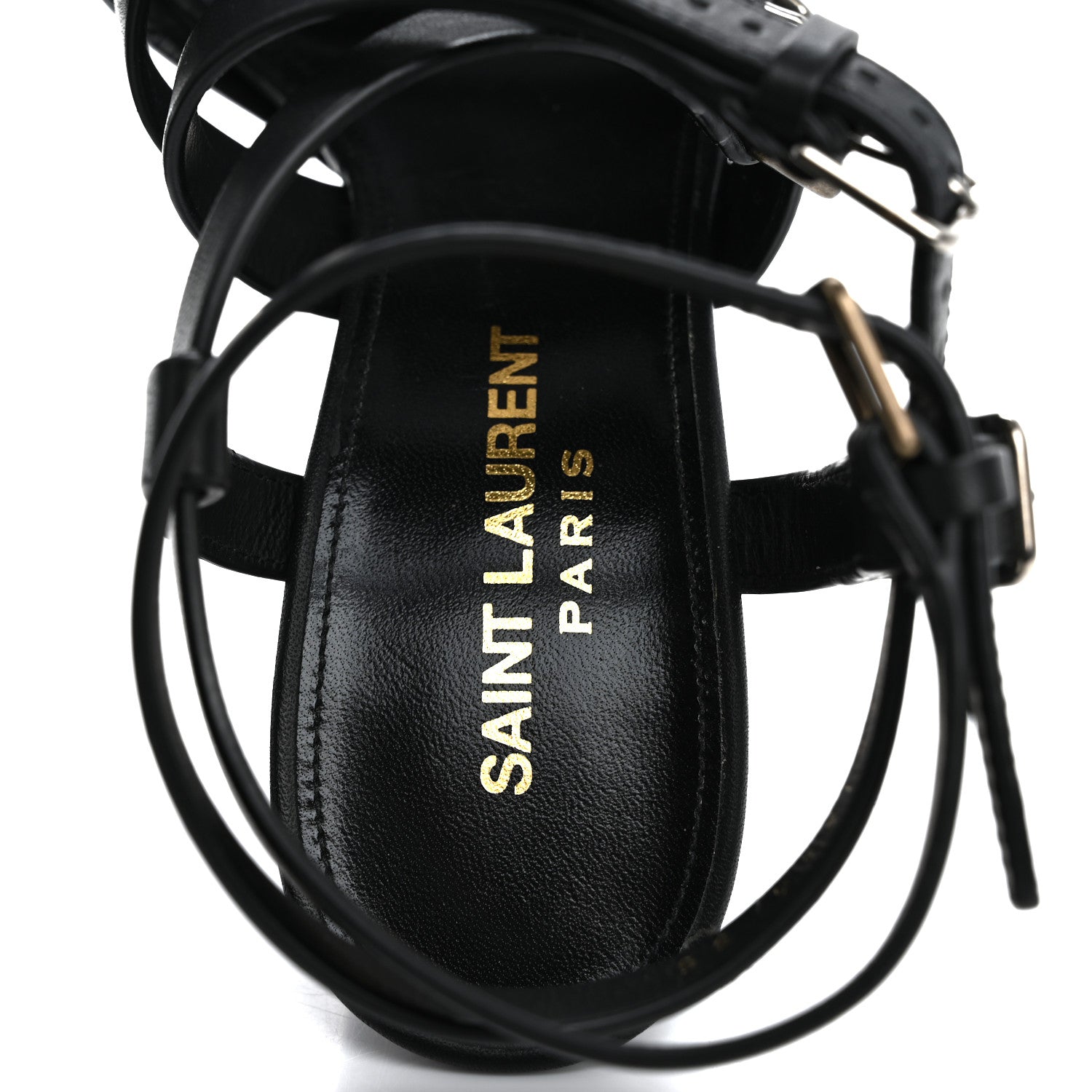 Saint Laurent Calfskin 105 Platz Platform Sandals 35 Black 7 of 14