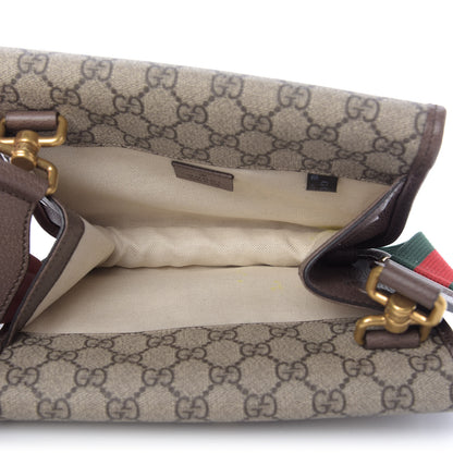 Gucci GG Supreme Monogram Web Small Neo Vintage Double Flap Messenger Bag Beige New Acero 5 of 10