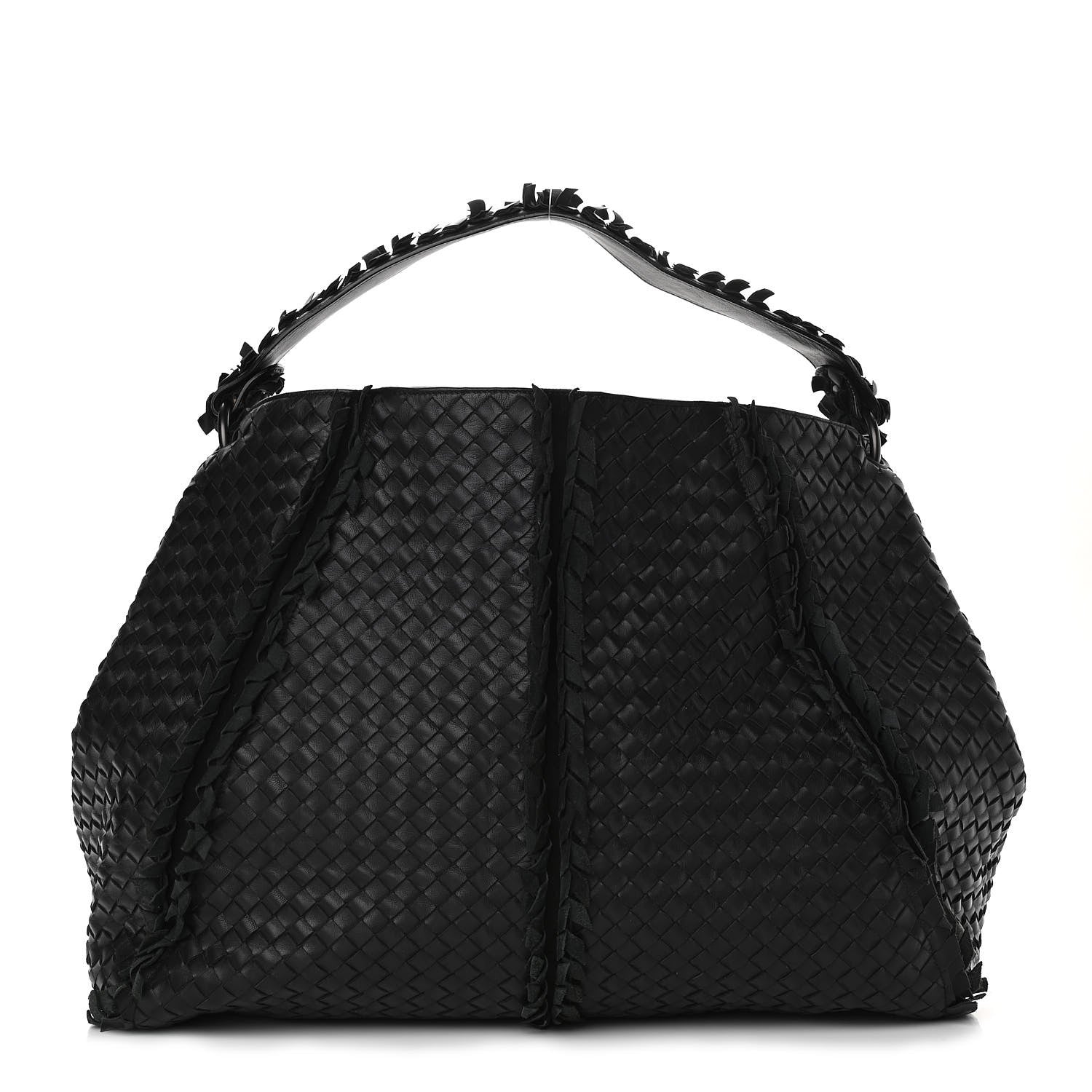 Bottega Veneta Nappa Intrecciato Large Franges Shoulder Bag Black 1 of 9