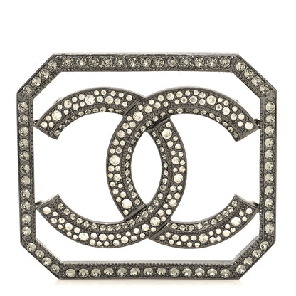 Chanel Metal Crystal CC Square Brooch Ruthenium 1 of 4