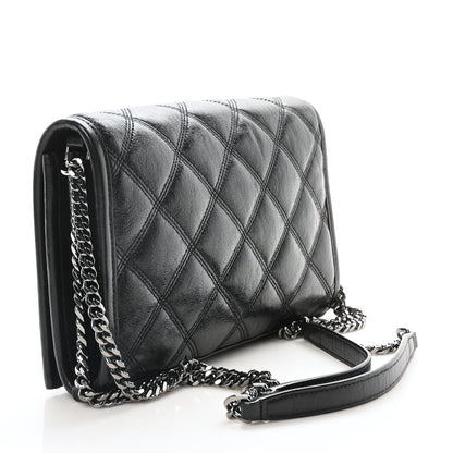 Saint Laurent Lambskin Diamond Quilted Becky Chain Wallet Black 3 of 10