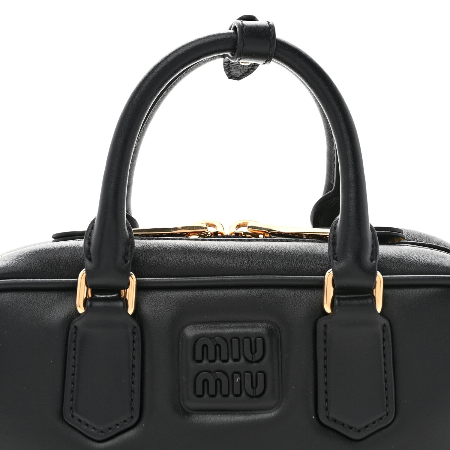 Miu Miu Calfskin Mini Arcadie Top Handle Bag Black 7 of 9