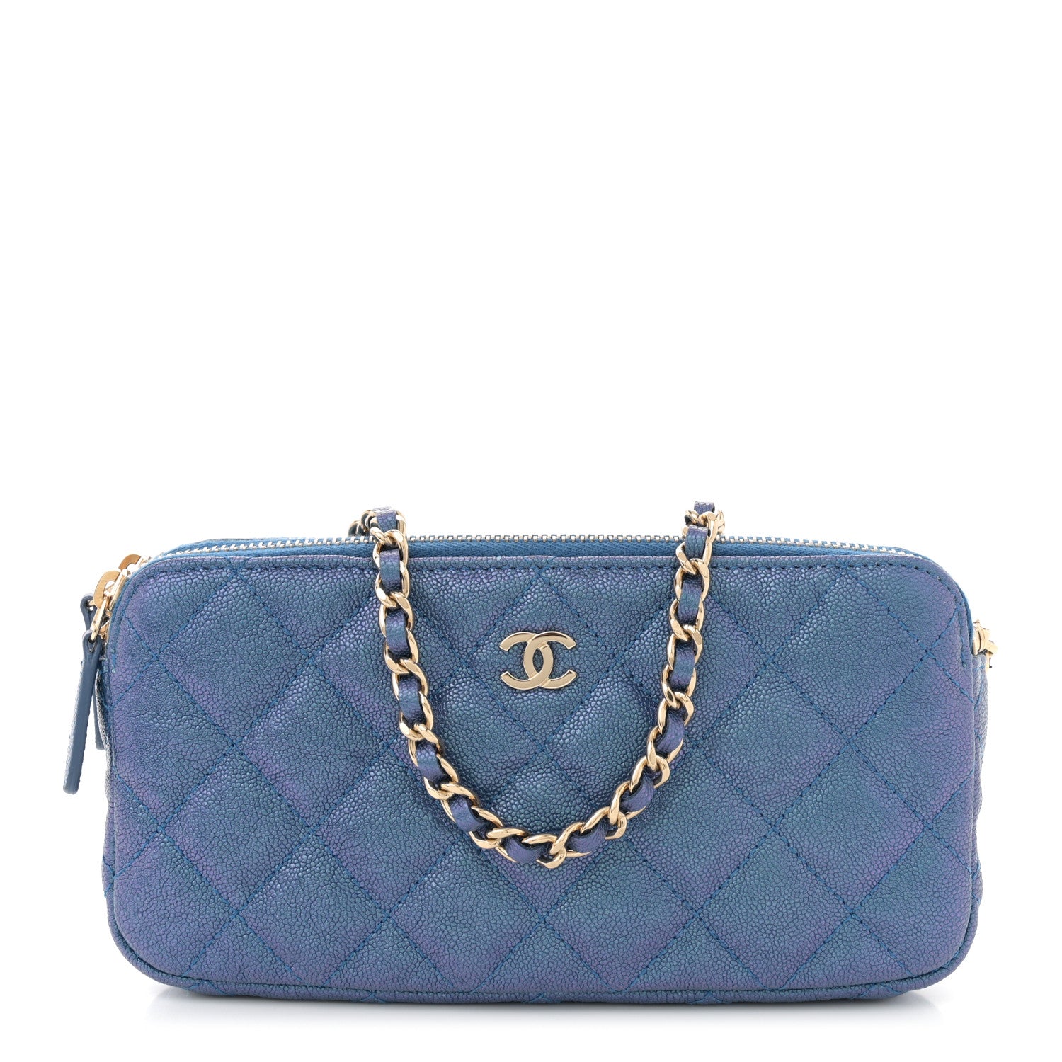 Chanel Iridescent Caviar Quilted Clutch With Chain Dark Blue 1 of 10