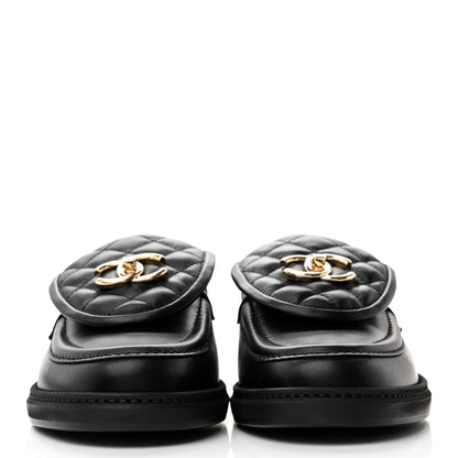 Chanel Lambskin Quilted CC Turnlock Loafers 39.5 Black 2 of 9