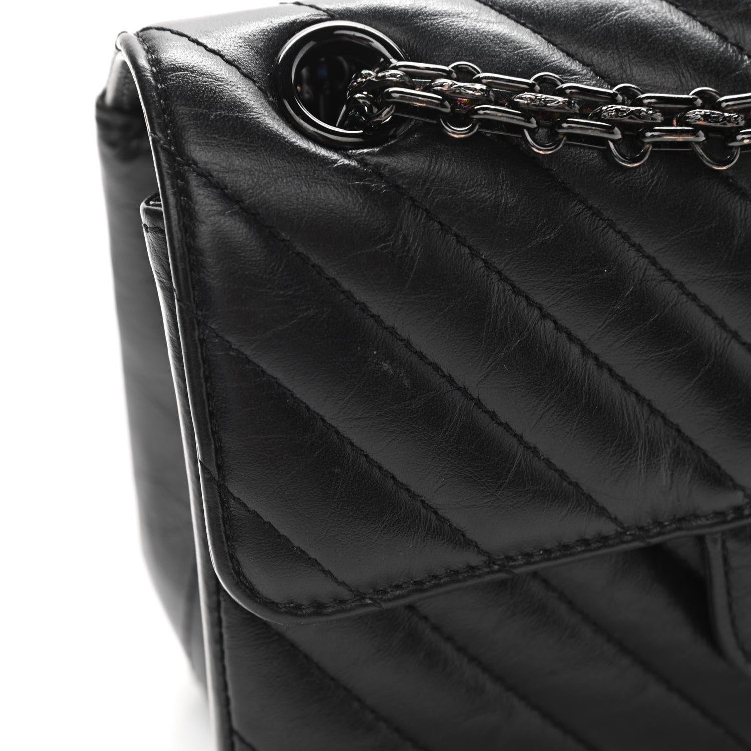 Chanel Aged Calfskin Chevron Quilted 2.55 Reissue Mini Flap So Black 11 of 13